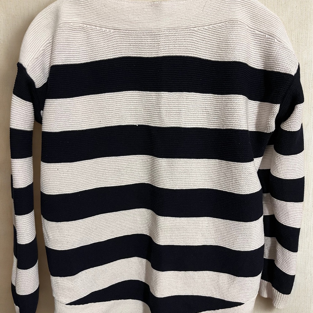 Cable & Gauge Black & Cream Striped Knit Sweater – Size L